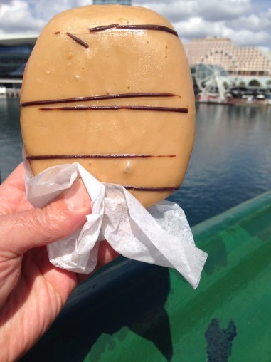 Woolworths Caramel icing doughnut with custard filling