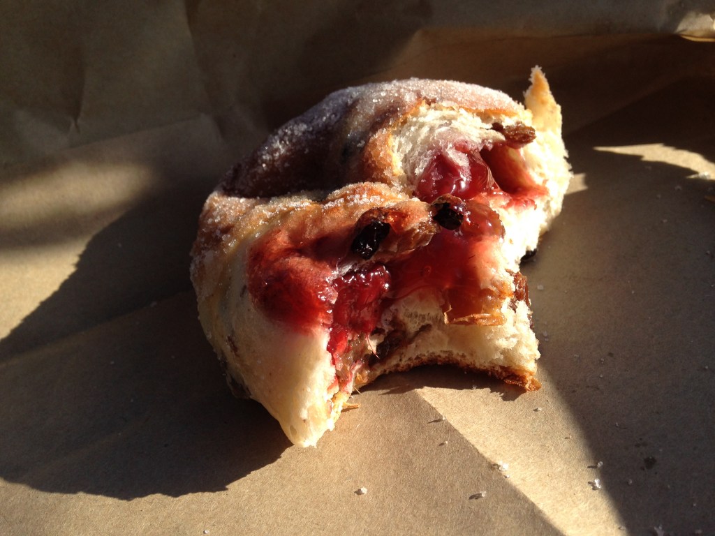 Half eaten Strawberry Bomb