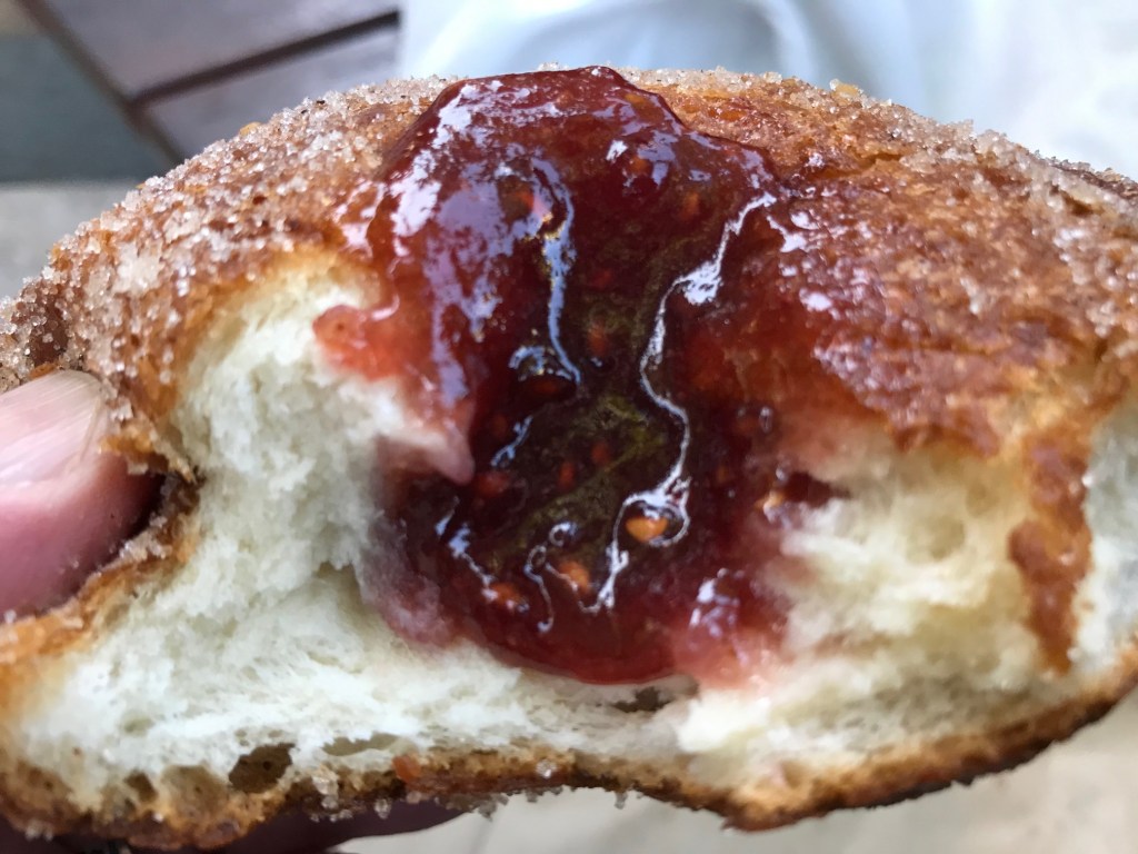 Raspberry doughnut, Holey Doughy, Caloundra Markets